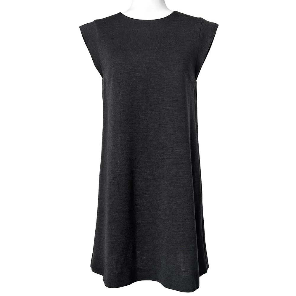 HACHE Italian Sleeveless Shift Mini Dress Black Wool